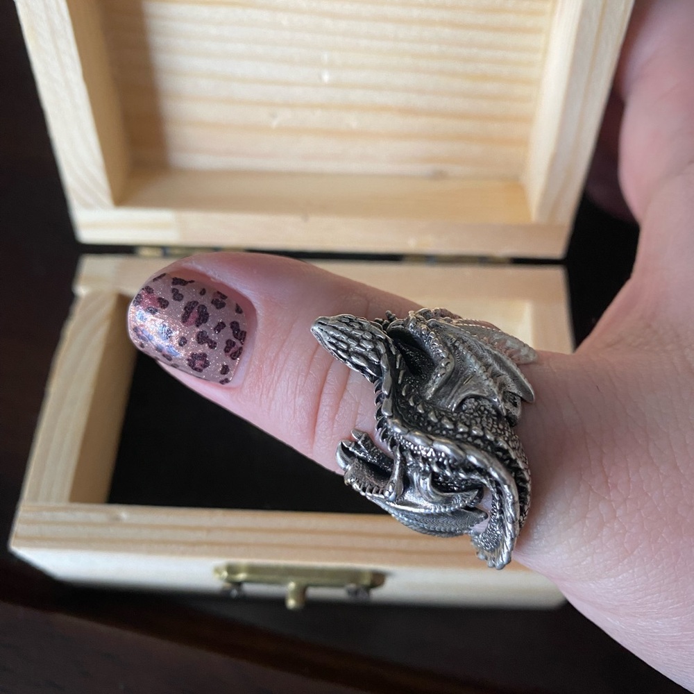 Adjustable Sterling Silver Dragon Ring